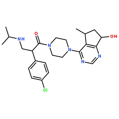 (2s)-2-(4-chlorophenyl)-1-(4-((5r,7r)-6,7-dihydro-7-hydroxy-5-methyl-5h-cyclopentapyrimidin-4-yl)-1-piperazinyl)-3-((1-methylethyl)amino)-1-propanone