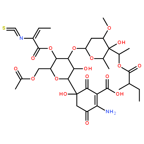 1-Cyclohexene-1-carboxylicacid,5-[6-O-acetyl-3-O-[2,6-dideoxy-3-O-methyl-4-C-[(S)-1-(3-methyl-1-oxobutoxy)ethyl]-a-L-lyxo-hexopyranosyl]-4-O-[(Z)-2-isothiocyanato-1-oxo-2-buten-1-yl]-b-D-allopyranosyl]-2-amino-5-hydroxy-3,6-dioxo-,(5S)-