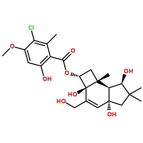 Benzoic acid,3-chloro-6-hydroxy-4-methoxy-2-methyl-,(2R,2aS,4aR,7R,7aS,7bR)-2,2a,4a,5,6,7,7a,7b-octahydro-2a,4a,7-trihydroxy-3-(hydroxymethyl)-6,6,7b-trimethyl-1H-cyclobut[e]inden-2-ylester