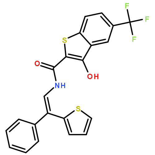 Benzo[b]thiophene-2-carboxamide,3-hydroxy-N-[2-phenyl-2-(2-thienyl)ethenyl]-5-(trifluoromethyl)-, (E)- (9CI)