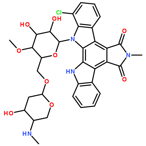 5H-Indolo[2,3-a]pyrrolo[3,4-c]carbazole-5,7(6H)-dione,1-chloro-13-[6-O-[2,4-dideoxy-4-(methylamino)-a-L-threo-pentopyranosyl]-4-O-methyl-b-D-glucopyranosyl]-12,13-dihydro-6-methyl-