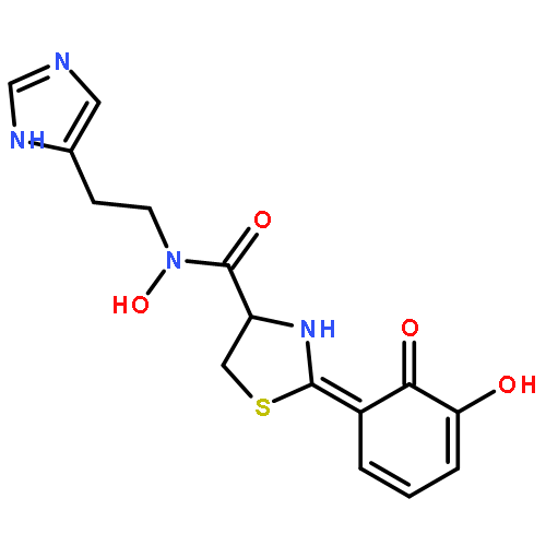 (2Z)-N-hydroxy-2-(5-hydroxy-6-oxo-1-cyclohexa-2,4-dienylidene)-N-[2-(3H-imidazol-4-yl)ethyl]thiazolidine-4-carboxamide