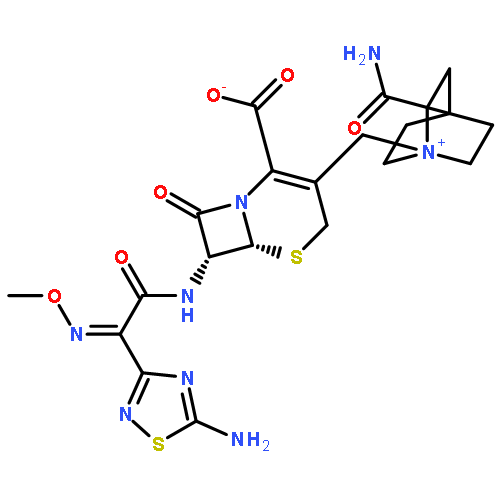 1-Azoniabicyclo[2.2.2]octane,4-(aminocarbonyl)-1-[[(6R,7R)-7-[[(2Z)-2-(5-amino-1,2,4-thiadiazol-3-yl)-2-(methoxyimino)acetyl]amino]-2-carboxy-8-oxo-5-thia-1-azabicyclo[4.2.0]oct-2-en-3-yl]methyl]-,inner salt