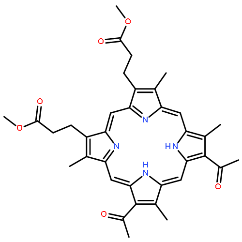 21H,23H-Porphine-2,18-dipropanoicacid, 7,12-diacetyl-3,8,13,17-tetramethyl-, 2,18-dimethyl ester