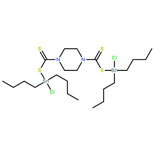 Piperazine, 1,4-bis[[(dibutylchlorostannyl)thio]thioxomethyl]-