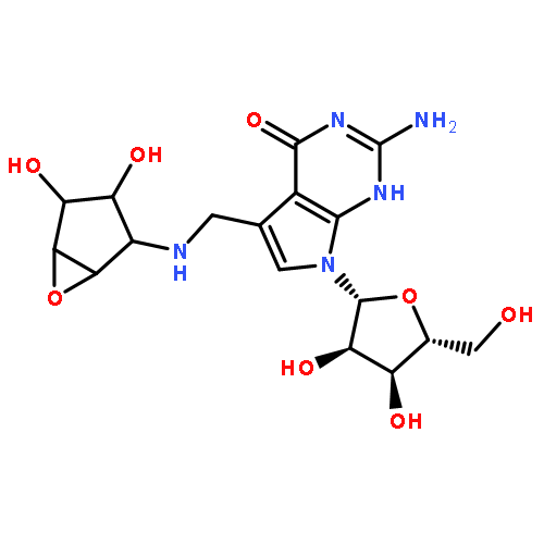 4H-Pyrrolo[2,3-d]pyrimidin-4-one,2-amino-5-[[(3,4-dihydroxy-6-oxabicyclo[3.1.0]hex-2-yl)amino]methyl]-1,7-dihydro-7-b-D-ribofuranosyl-