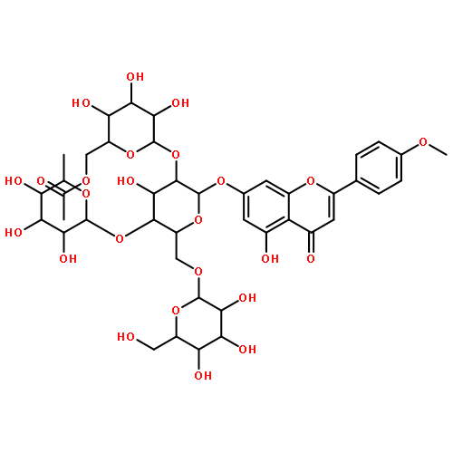 4H-1-Benzopyran-4-one,7-[(O-6-O-acetyl-b-D-glucopyranosyl-(1®2)-O-[6-deoxy-b-D-mannopyranosyl-(1®4)]-O-[b-D-glucopyranosyl-(1®6)]-b-D-glucopyranosyl)oxy]-5-hydroxy-2-(4-methoxyphenyl)-(9CI)