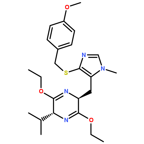 Pyrazine, 2,5-diethoxy-3,6-dihydro-3-[[4-[[(4-methoxyphenyl)methyl]thio]-1-methyl- 1H-imidazol-5-yl]methyl]-6-(1-methylethyl)-, (3S-trans)-