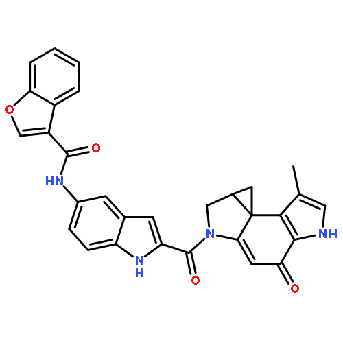 2-Benzofurancarboxamide,N-[2-[[(7bR,8aS)-4,5,8,8a-tetrahydro-7-methyl-4-oxocyclopropa[c]pyrrolo[3,2-e]indol-2(1H)-yl]carbonyl]-1H-indol-5-yl]-