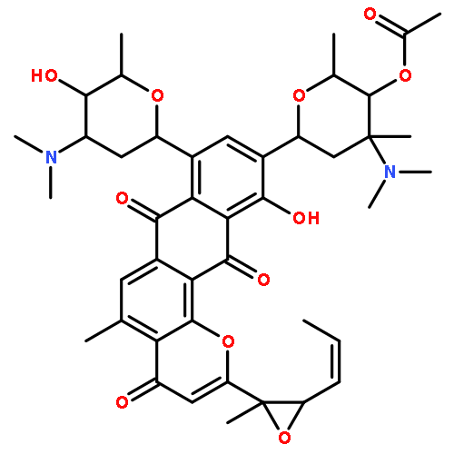 4H-Anthra[1,2-b]pyran-4,7,12-trione,10-[4-O-acetyl-2,3,6-trideoxy-3-(dimethylamino)-3-C-methyl-a-L-lyxo-hexopyranosyl]-11-hydroxy-5-methyl-2-[2-methyl-3-(1-propenyl)oxiranyl]-8-[2,3,6-trideoxy-3-(dimethylamino)-b-D-arabino-hexopyranosyl]- (9CI)