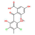 Benzoic acid, 2-(3,5-dichloro-2,6-dihydroxy-4-methylbenzoyl)-5-hydroxy-3-methoxy-