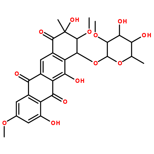 1,6,11(2H)-Naphthacenetrione,4-[(6-deoxy-2-O-methyl-a-L-mannopyranosyl)oxy]-3,4-dihydro-2,5,7-trihydroxy-3,9-dimethoxy-2-methyl-,(2S,3S,4R)-