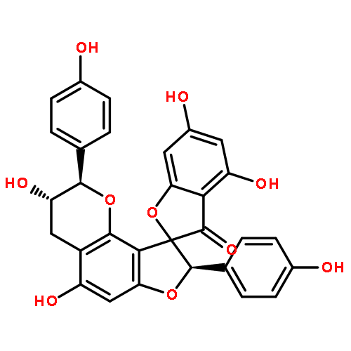 Spiro[benzofuran-2(3H),9'(8'H)-[2H]furo[2,3-h][1]benzopyran]-3-one,3',4'-dihydro-3',4,5',6-tetrahydroxy-2',8'-bis(4-hydroxyphenyl)-,(2R,2'R,3'S,8'R)-