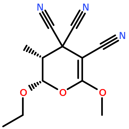 4H-Pyran-3,4,4-tricarbonitrile, 6-ethoxy-5,6-dihydro-2-methoxy-5-methyl-, cis-