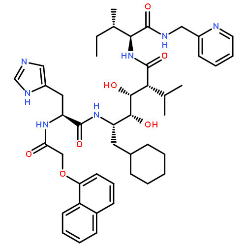 L-Idonamide,6-cyclohexyl-2,5,6-trideoxy-5-[[(2S)-3-(1H-imidazol-4-yl)-2-[[(1-naphthalenyloxy)acetyl]amino]-1-oxopropyl]amino]-2-(1-methylethyl)-N-[(1S,2S)-2-methyl-1-[[(2-pyridinylmethyl)amino]carbonyl]butyl]-