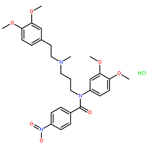 Benzamide,N-(3,4-dimethoxyphenyl)-N-[3-[[2-(3,4-dimethoxyphenyl)ethyl]methylamino]propyl]-4-nitro-,hydrochloride (1:1)