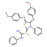 Carbamimidothioic acid, [4,5-bis[(4-methoxyphenyl)imino]-3-phenyl-2-thiazolidinylidene]phenyl-, methyl ester