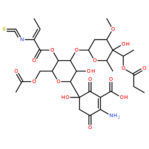 1-Cyclohexene-1-carboxylicacid,5-[6-O-acetyl-3-O-[2,6-dideoxy-3-O-methyl-4-C-[(1S)-1-(1-oxopropoxy)ethyl]-a-L-lyxo-hexopyranosyl]-4-O-[(2Z)-2-isothiocyanato-1-oxo-2-buten-1-yl]-b-D-allopyranosyl]-2-amino-5-hydroxy-3,6-dioxo-,(5S)-