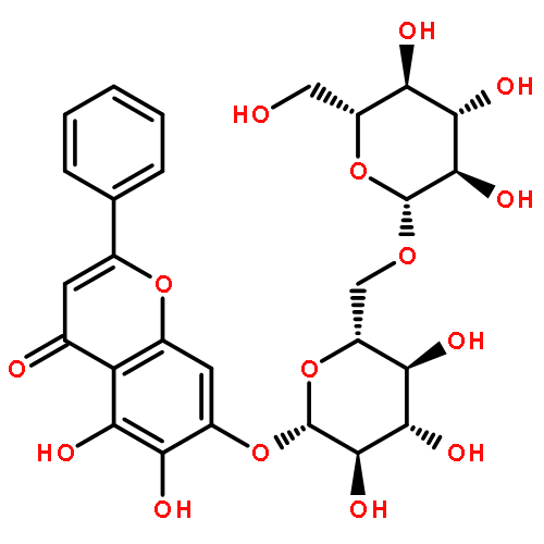 4H-1-Benzopyran-4-one,7-[(6-O-b-D-glucopyranosyl-b-D-glucopyranosyl)oxy]-5,6-dihydroxy-2-phenyl-