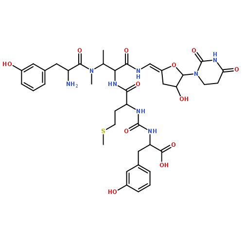 2-[[1-[[3-[[2-AMINO-3-(3-HYDROXYPHENYL)PROPANOYL]-METHYLAMINO]-1-[[5-(2,4-DIOXO-1,3-DIAZINAN-1-YL)-4-HYDROXYOXOLAN-2-YLIDENE]METHYLAMINO]-1-OXOBUTAN-2-YL]AMINO]-4-METHYLSULFANYL-1-OXOBUTAN-2-YL]CARBAMOYLAMINO]-3-(3-HYDROXYPHENYL)PROPANOIC ACID