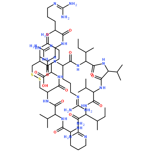 N~5~-(diaminomethylidene)ornithyl-N-[13,22-di(butan-2-yl)-4-({1-carboxy-4-[(diaminomethylidene)amino]butyl}carbamoyl)-10,25-bis{3-[(diaminomethylidene)amino]propyl}-6,9,12,15,18,21,24,27-octaoxo-7,16,19-tri(propan-2-yl)-1,2-dithia-5,8,11,14,17,20,23,26-oc