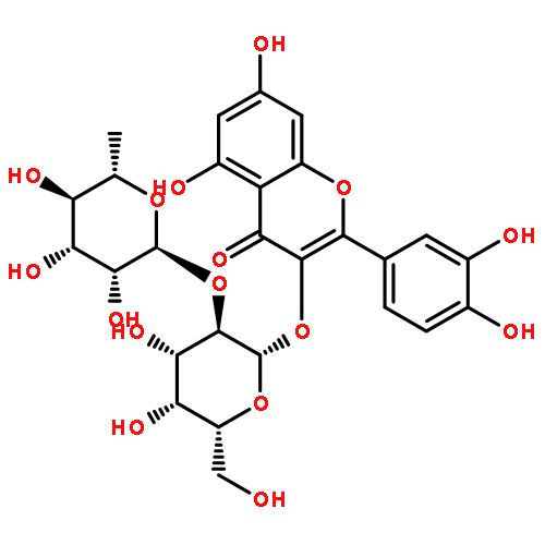 4H-1-Benzopyran-4-one,3-[[2-O-(6-deoxy-a-L-mannopyranosyl)-b-D-galactopyranosyl]oxy]-2-(3,4-dihydroxyphenyl)-5,7-dihydroxy-