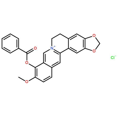 Benzo[g]-1,3-benzodioxolo[5,6-a]quinolizinium, 9-(benzoyloxy)-5,6-dihydro-10-methoxy-, chloride