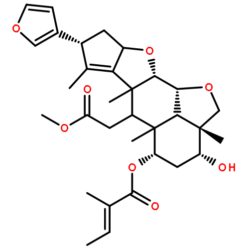 2H,3H-Cyclopenta[d']naphtho[1,8-bc:2,3-b']difuran-6-aceticacid,8-(3-furanyl)-2a,4,5,5a,6,6a,8,9,9a,10a,10b,10c-dodecahydro-3-hydroxy-2a,5a,6a,7-tetramethyl-5-[[(2E)-2-methyl-1-oxo-2-buten-1-yl]oxy]-,methyl ester, (2aR,3R,5S,5aR,6R,6aR,8R,9aR,10aS,10bR,10cR)-