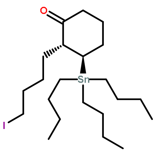 Cyclohexanone, 2-(4-iodobutyl)-3-(tributylstannyl)-, trans-