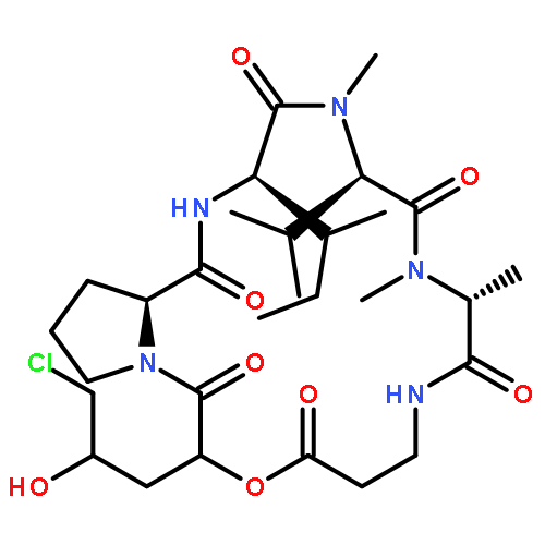 Cyclo[N-methyl-L-alanyl-b-alanyl-(4x)-5-chloro-3,5-dideoxy-D-glycero-pentonoyl-L-prolyl-L-isoleucyl-N-methyl-L-valyl]