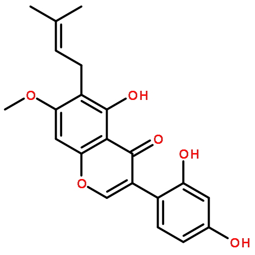 3-(2,4-dihydroxyphenyl)-5-hydroxy-7-methoxy-6-(3-methylbut-2-en-1-yl)-4H-chromen-4-one