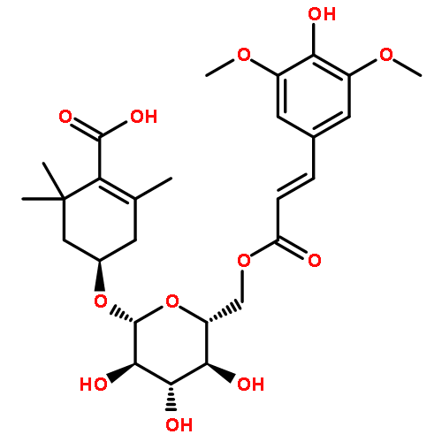 (4R)-4-{{6-O-[(2E)-3-(4-hydroxy-3,5-dimethoxyphenyl)-1-oxoprop-2-en-1-yl]-beta-D-glucopyranosyl}oxy}-2,6,6-trimethylcyclohex-1-ene-1-carboxylic acid