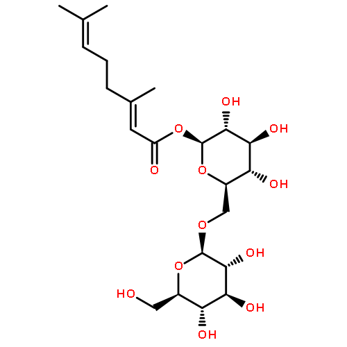 6-O-beta-D-glucopyranosyl-beta-D-glucopyranosyl (2E)-3,7-dimethylocta-2,6-dienoate