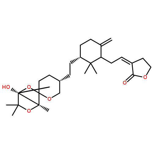 (3Z)-3-{2-[(3R)-3-{2-[(1S,4S,5'S)-4-hydroxy-1,5,5-trimethyltetrahydrospiro[3,6-dioxabicyclo[2.2.2]octane-2,2'-pyran]-5'-yl]ethyl}-2,2-dimethyl-6-methylidenecyclohexyl]ethylidene}dihydrofuran-2(3H)-one