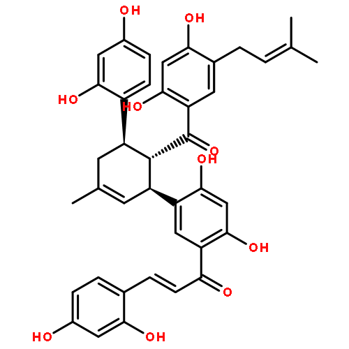 2-Propen-1-one,1-[5-[(1S,5R,6S)-6-[2,4-dihydroxy-5-(3-methyl-2-buten-1-yl)benzoyl]-5-(2,4-dihydroxyphenyl)-3-methyl-2-cyclohexen-1-yl]-2,4-dihydroxyphenyl]-3-(2,4-dihydroxyphenyl)-,(2E)-