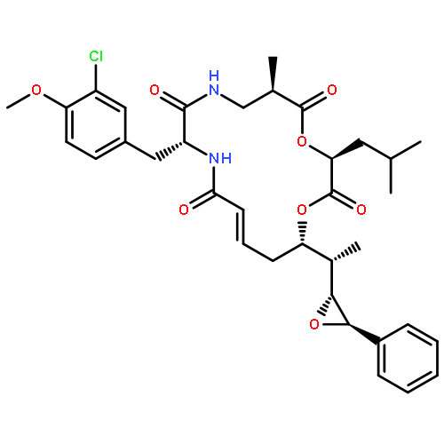 Cyclo[(2R)-2-methyl-b-alanyl-(2S)-2-hydroxy-4-methylpentanoyl-(2E,5S,6S)-5-hydroxy-6-[(2R,3R)-3-phenyl-2-oxiranyl]-2-heptenoyl-3-chloro-O-methyl-D-tyrosyl]