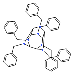 <br>1,3,4,7,8,10-hexabenzyloctahydro-1H-5,2,6-(epiminomethanetriylimino)imidazo [4,5-b]pyrazine