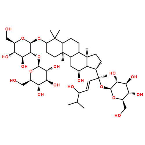 b-D-Glucopyranoside, (3b,12b,22E)-20-(b-D-glucopyranosyloxy)-12,24-dihydroxydammar-22-en-3-yl 2-O-b-D-glucopyranosyl- (9CI)