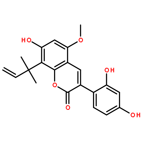 2H-1-Benzopyran-2-one,3-(2,4-dihydroxyphenyl)-8-(1,1-dimethyl-2-propen-1-yl)-7-hydroxy-5-methoxy-