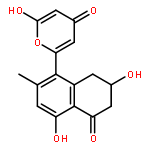 4H-Pyran-4-one,2-hydroxy-6-(5,6,7,8-tetrahydro-4,7-dihydroxy-2-methyl-5-oxo-1-naphthalenyl)-