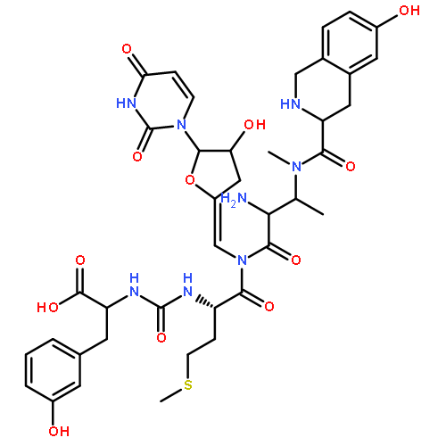 Butanamide,N-[[[1-carboxy-2-(3-hydroxyphenyl)ethyl]amino]carbonyl]methionyl-N-[[5-(3,4-dihydro-2,4-dioxo-1(2H)-pyrimidinyl)dihydro-4-hydroxy-2(3H)-furanylidene]methyl]-N3-methyl-N3-[(1,2,3,4-tetrahydro-6-hydroxy-3-isoquinolinyl)carbonyl]-D-2,3-diamino-(9CI)