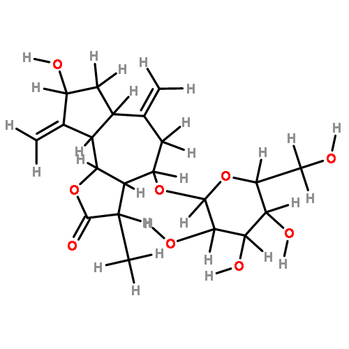 8-O-beta-D-Glucopyranoside-(1alpha, 3alpha, 5alpha, 6alpha, 8alpha, 11betaH)-3, 8-Dihydroxy-4(15), 10(14)-guaiadien-12, 6-olide