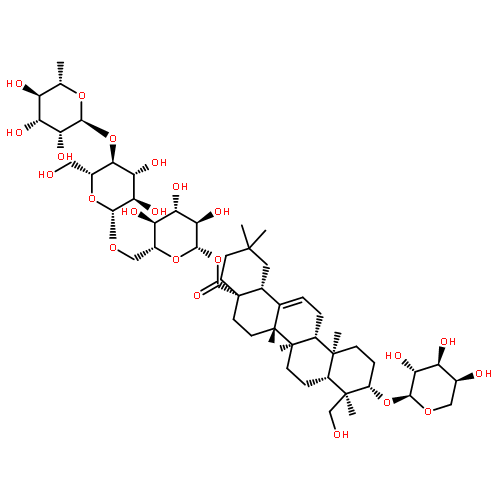 Olean-12-en-28-oicacid, 3-(a-L-arabinopyranosyloxy)-23-hydroxy-,O-6-deoxy-a-L-mannopyranosyl-(1®4)-O-b-D-glucopyranosyl-(1®6)-b-D-glucopyranosyl ester, (3b,4a)-