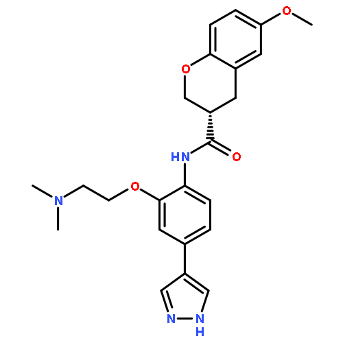 (3S)-N-[2-[2-(DIMETHYLAMINO)ETHOXY]-4-(1H-PYRAZOL-4-YL)PHENYL]-6-METHOXY-3,4-DIHYDRO-2H-CHROMENE-3-CARBOXAMIDE