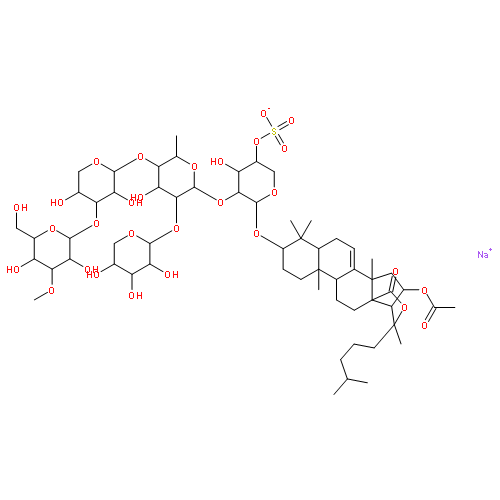 Lanost-7-en-18-oicacid, 16-(acetyloxy)-20-hydroxy-3-[(O-3-O-methyl-b-D-glucopyranosyl-(1®3)-O-b-D-xylopyranosyl-(1®4)-O-[b-D-xylopyranosyl-(1®2)]-O-6-deoxy-b-D-glucopyranosyl-(1®2)-4-O-sulfo-b-D-xylopyranosyl)oxy]-, g-lactone, monosodium salt, (3b,9b,16b)-