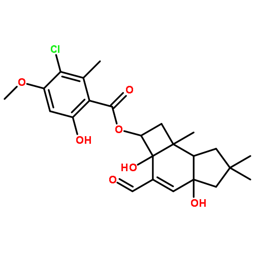 Benzoic acid,3-chloro-6-hydroxy-4-methoxy-2-methyl-,(2R,2aS,4aR,7aR,7bR)-3-formyl-2,2a,4a,5,6,7,7a,7b-octahydro-2a,4a-dihydroxy-6,6,7b-trimethyl-1H-cyclobut[e]inden-2-ylester