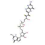 Guanosine5'-(trihydrogen diphosphate),P'-[4-(2-amino-1,4-dihydro-4-oxo-6-pteridinyl)-2-hydroxy-3,4-dimercapto-3-buten-1-yl]ester