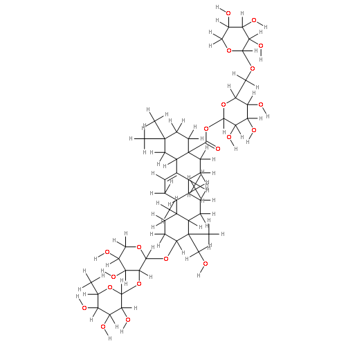 3-O-alpha-L-rhamnopyranosyl(1->2)-alpha-L-arabinopyranosyl-hederagenin 28-O-beta-D-xylopyranosyl(1->6)-beta-D-glucopyranosyl ester