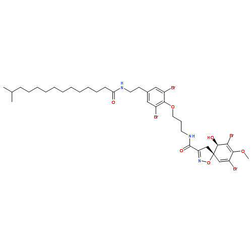 1-Oxa-2-azaspiro[4.5]deca-2,6,8-triene-3-carboxamide,7,9-dibromo-N-[3-[2,6-dibromo-4-[2-[(13-methyl-1-oxotetradecyl)amino]ethyl]phenoxy]propyl]-10-hydroxy-8-methoxy-,(5S,10R)-