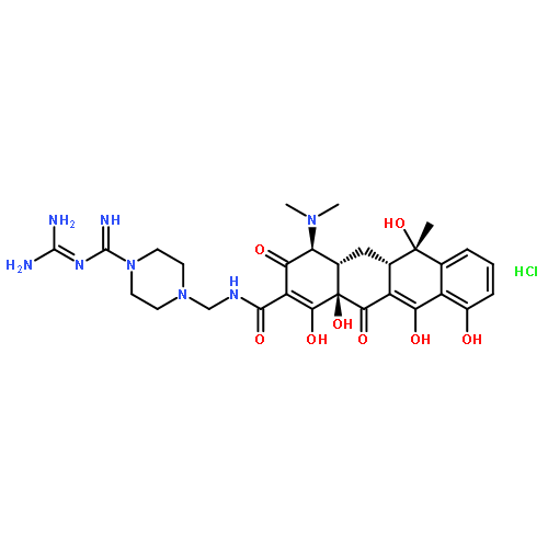 2-Naphthacenecarboxamide,N-[[4-[[(aminoiminomethyl)amino]iminomethyl]-1-piperazinyl]methyl]-4-(dimethylamino)-1,4,4a,5,5a,6,11,12a-octahydro-3,6,10,12,12a-pentahydroxy-6-methyl-1,11-dioxo-,hydrochloride (1:2), (4S,4aS,5aS,6S,12aS)-